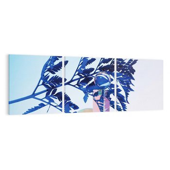 Obraz na płótnie 120x40 - Intensywny Kolor Natury - liście, kobalt