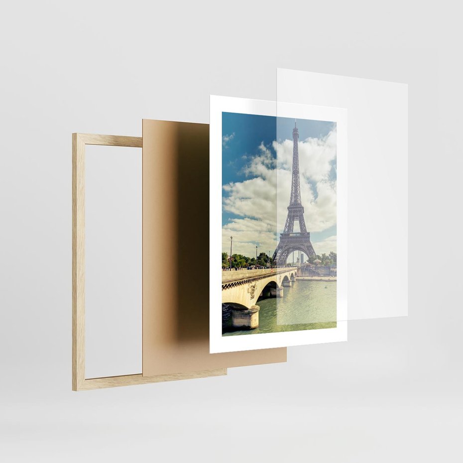 Plakat w ramie 30x40 - Wieża Eiffla - Ikona Paryża - wieża, Eiffla - rama drewno