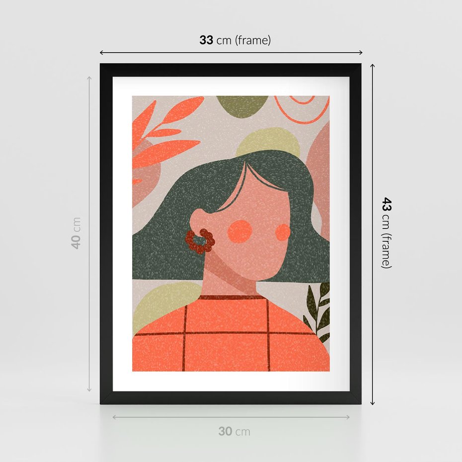Plakat w ramie 30x40 - Kobiecy Portret Duszy - nowoczesny plakat, styl retro - rama czarna