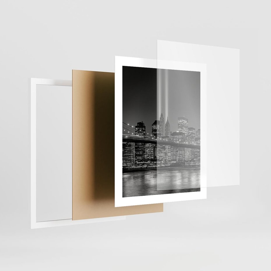 Plakat w ramie 40x50 - Miasto ożywione nocą - miasto, noc - rama biała