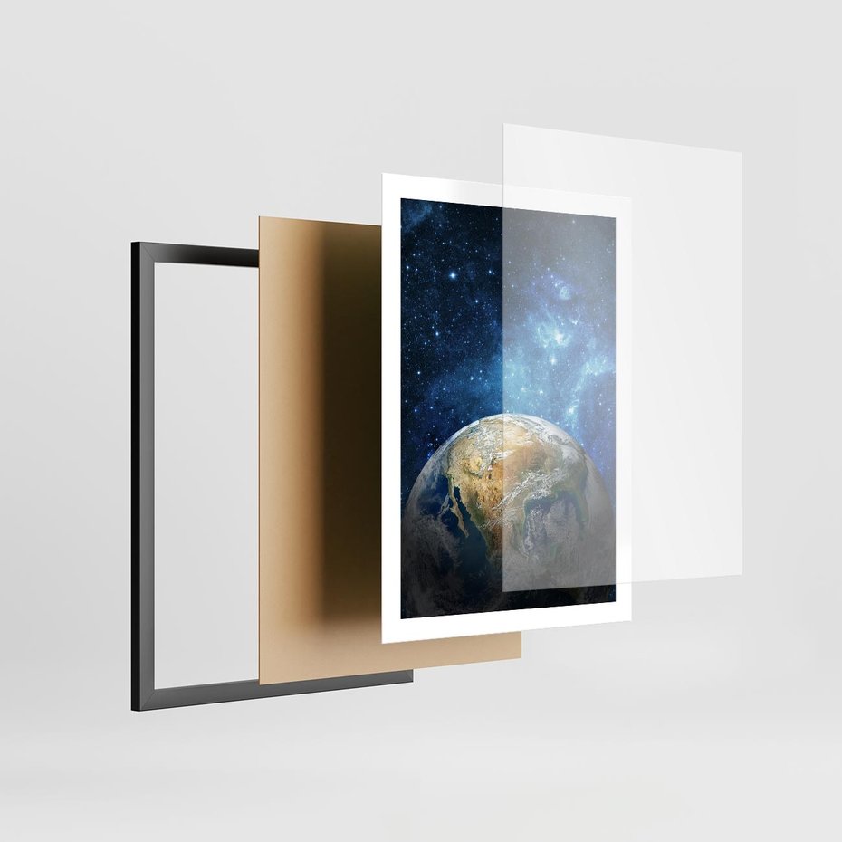 Plakat w ramie 50x70 - Kosmiczne Horyzonty - Ziemia, kosmos - rama czarna