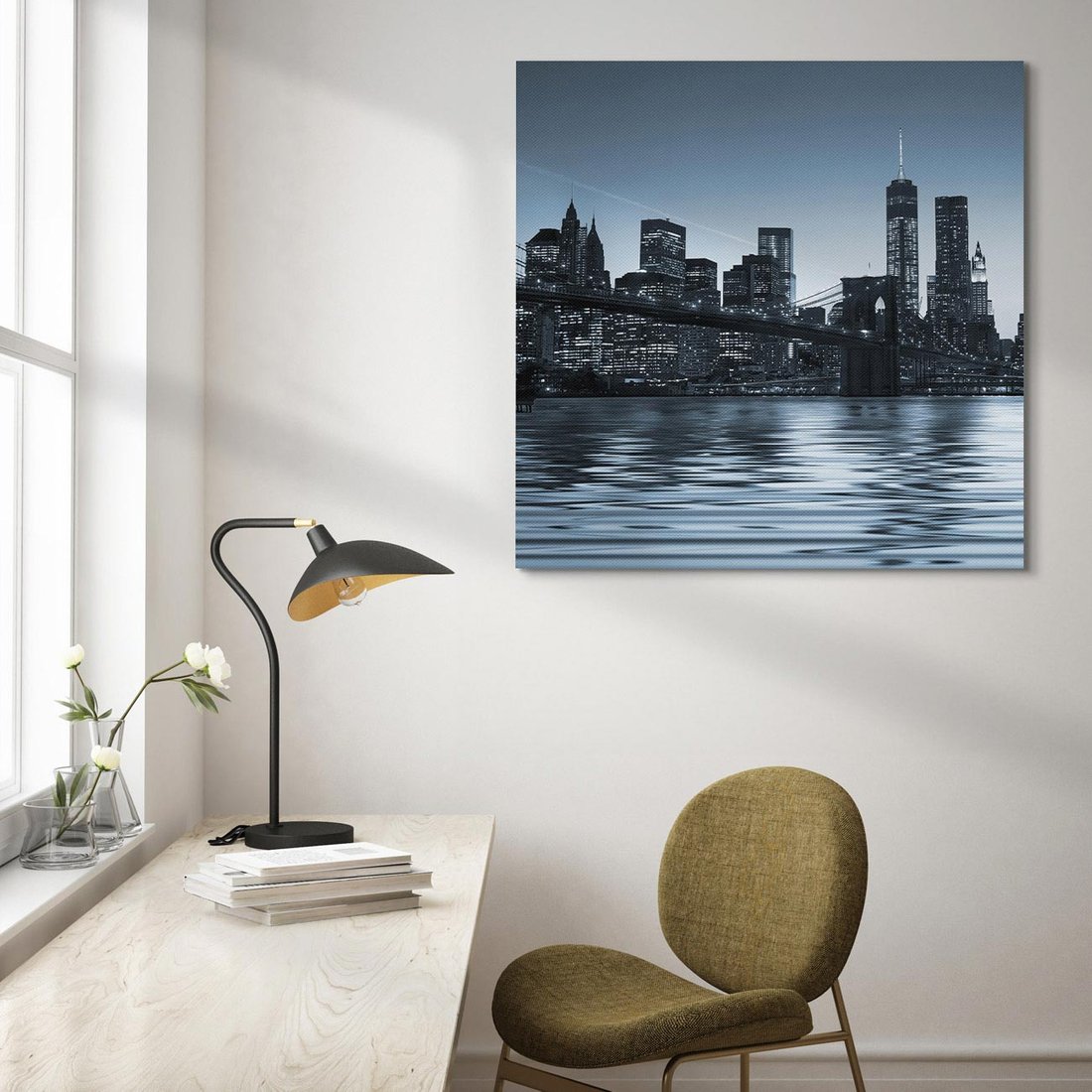 Obraz na płótnie 70x70 - Ikona Manhattanu: Most w Nowym Jorku - most, Nowy Jork