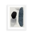 Plakat w ramie 30x40 - Abstrakcyjna Gra Szarości - abstrakcyjna grafika, akwarela - rama biała
