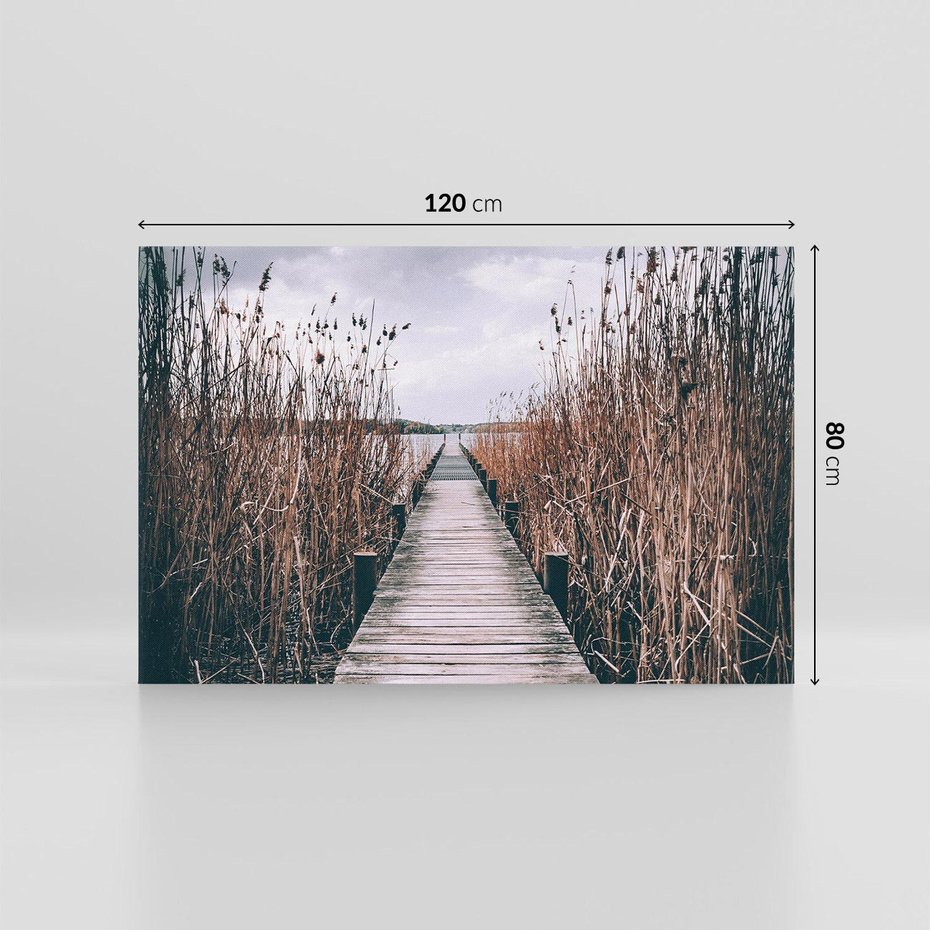 Obraz na płótnie 120x80 - Mglisty krajobraz - pomost, morze