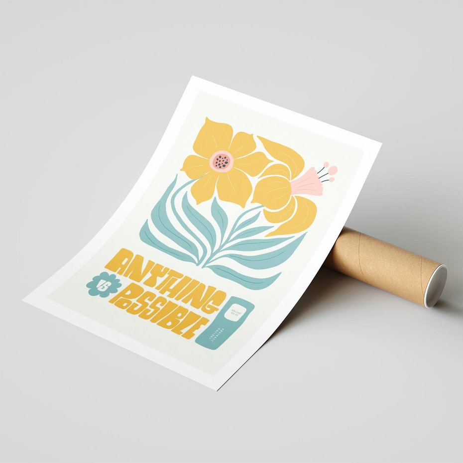 Plakat bez ramy 50x70 - Kolorowa Harmonia - sztuka nowoczesna, pastelowe kwiaty