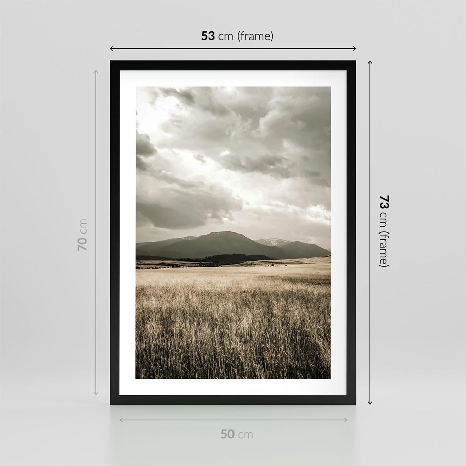 Plakat w ramie 50x70 - Nostalgiczny Krajobraz - pole, krajobraz - rama czarna