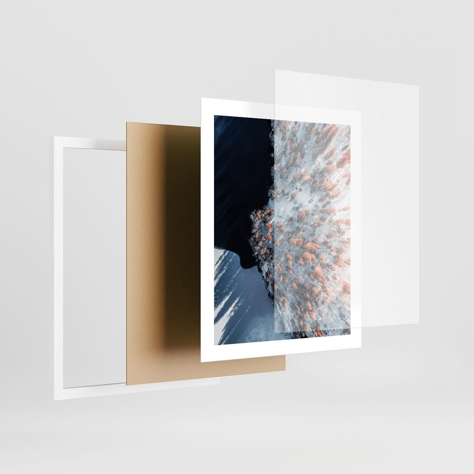 Plakat w ramie 40x50 - Lot Ptaka - zima, zimowy krajobraz - rama biała