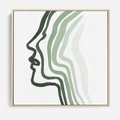 Obraz w ramie 80x80 - Zielony Profil - abstrakcja, zielony portret z profilu - rama drewno