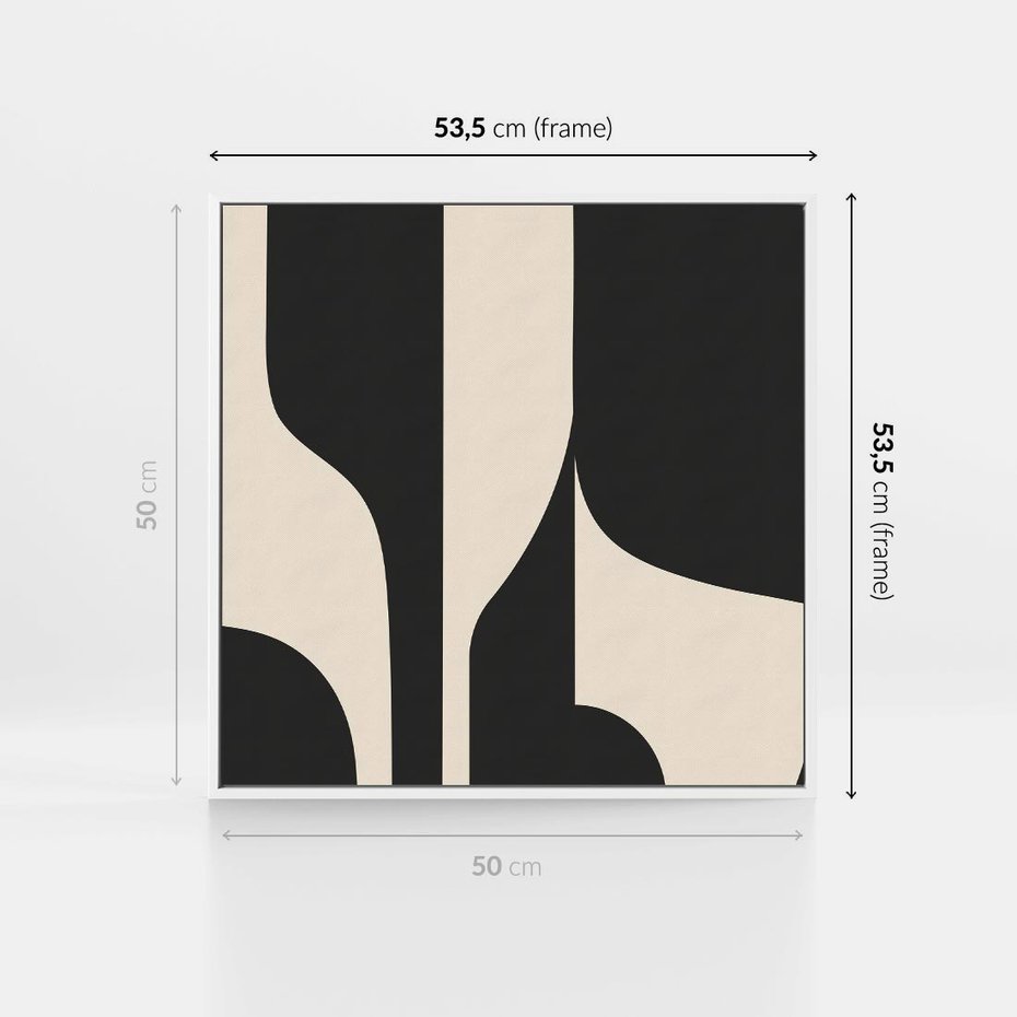 Obraz w ramie 50x50 - Abstrakcyjne Linie - boho plakat, rycina - rama biała