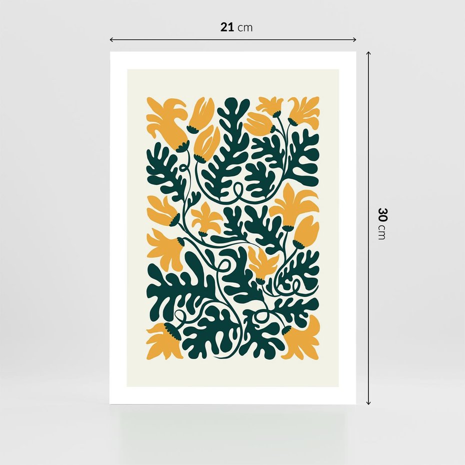 Plakat bez ramy 21x30 - Impulsy Kreatywności - abstrakcyjne żółte kwiaty, kompozycja