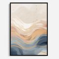 Obraz w ramie 70x100 - Ukojenie Współczesności - abstrakcyjne fale, gładkie linie - rama czarna