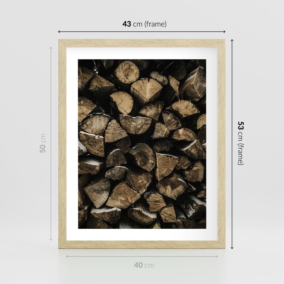 Plakat w ramie 40x50 - Piękno Prostej Formy - drewno, kłody - rama drewno