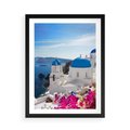 Plakat w ramie 50x70 - Perspektywa na Santorini - Santorini, perspektywa - rama czarna