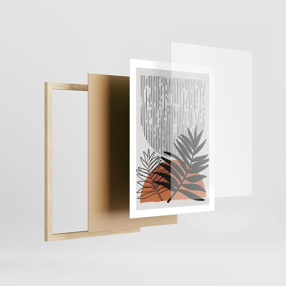 Plakat w ramie 50x70 - Sztuka Połączona - nowoczesna sztuka, modern - rama drewno