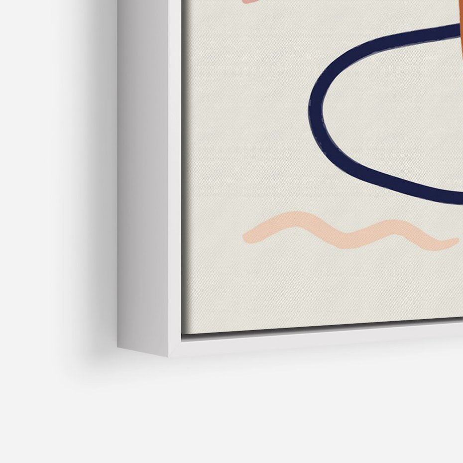 Obraz w ramie 50x70 - Mgnienie Oka - abstrakcja w stylu picasso, beżowe tło - rama biała