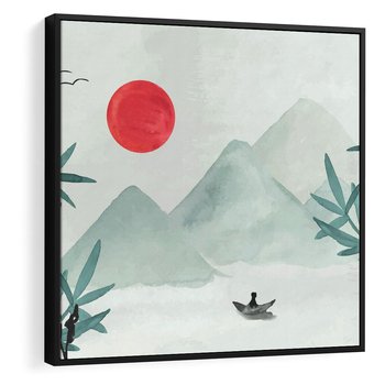 Obraz w ramie 50x50 - Zaklęte Wzgórza - krajobraz, japonia - rama czarna