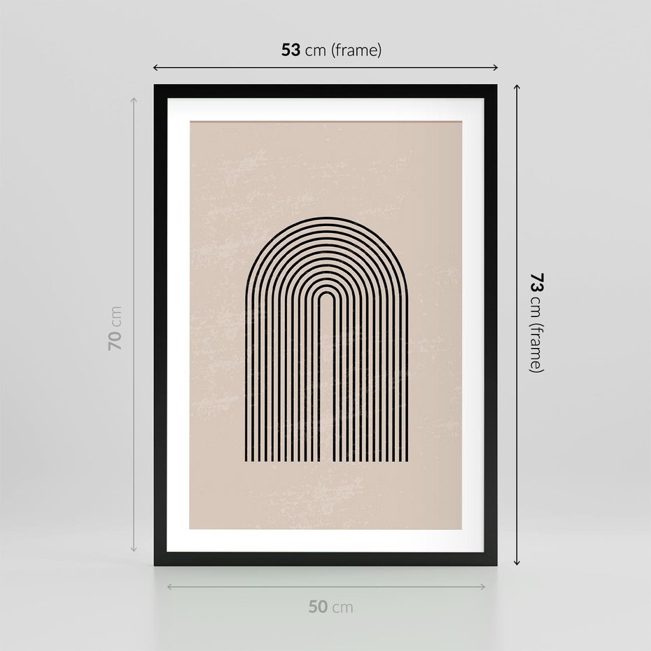 Plakat w ramie 50x70 - Migocące Echa - abstrakcyjne linie, geometria - rama czarna