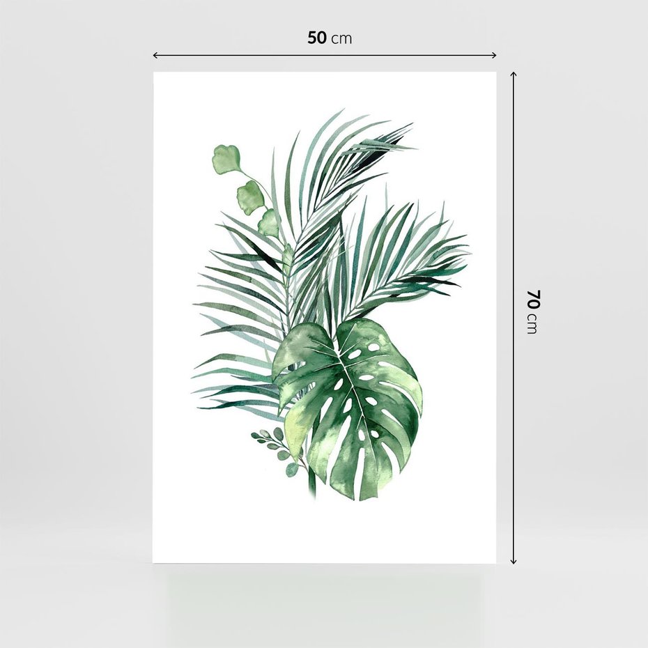 Plakat bez ramy 50x70 - Liście i Życie: Akwarelowa Oaza - akwarelowy obrazek, pamy