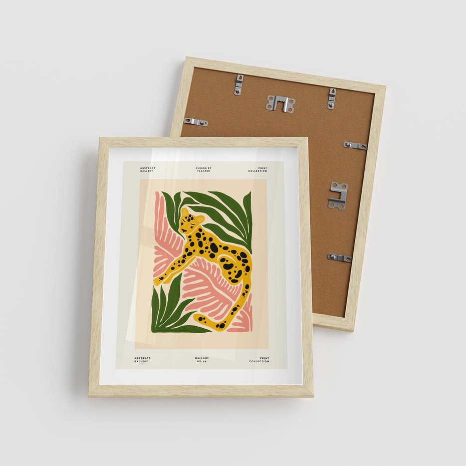 Plakat w ramie 40x50 - Rozkwitające Odbicia - nowoczesny plakat, gepard - rama drewno