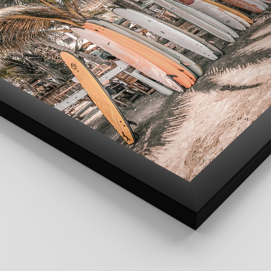 Zestaw obrazy w ramie 50x70 galeria - Surfing, palmy, wakacje - rama czarna