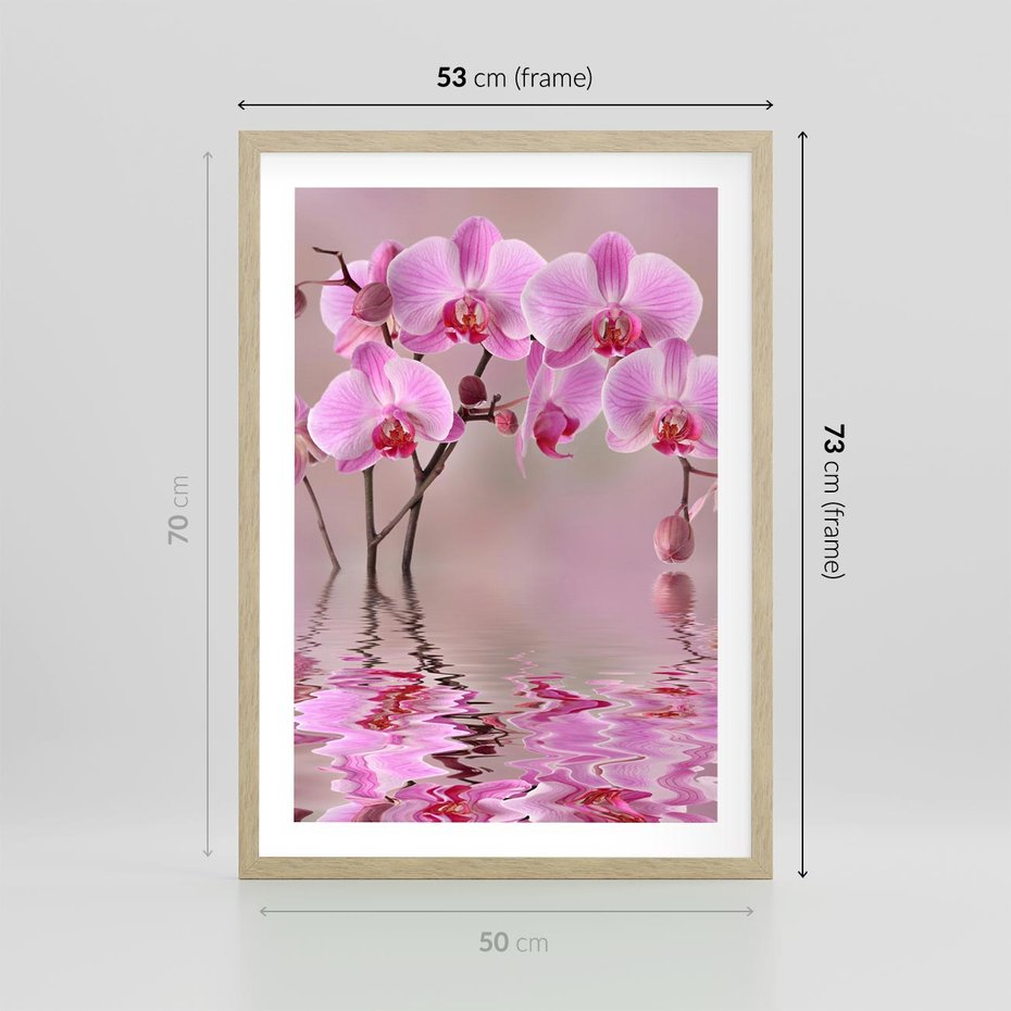 Plakat w ramie 50x70 - Relaksacyjne spa w otoczeniu storczyka - spa, storczyk - rama drewno