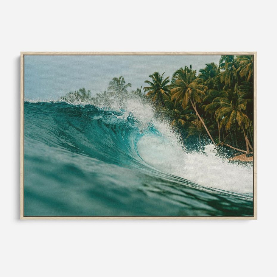 Obraz w ramie 120x80 - Rajskie Wybrzeże - fotografia, duża fala - rama drewno
