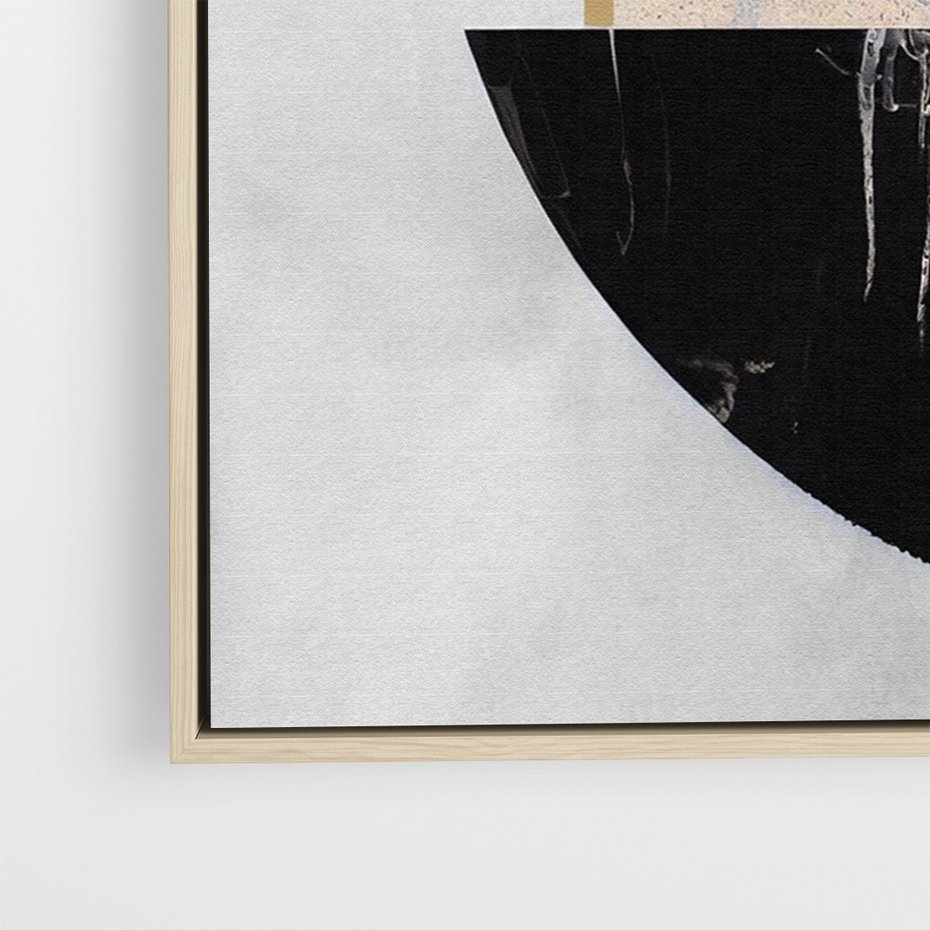 Obraz w ramie 70x100 - Biało-Czarne Formy - nowoczesna geometria, koło - rama drewno