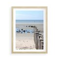 Plakat w ramie 50x70 - Fale na falochronie nad morzem - morze, falochron - rama drewno
