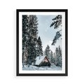 Plakat w ramie 50x70 - Górska Uroda Zimą: Dom w Śniegu - domek w górach, zima - rama czarna