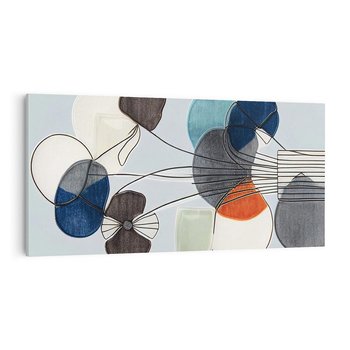 Obraz na płótnie 120x60 - Plamy w Niebieskim - sztuka abstrakcyjna, linie