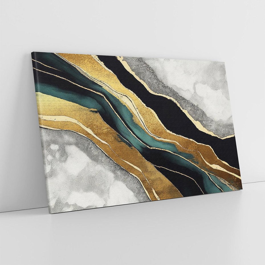 Obraz na płótnie 100x70 - Refrakcje płynącej rzeczywistości - jak marmurowa rzeka, linie złota