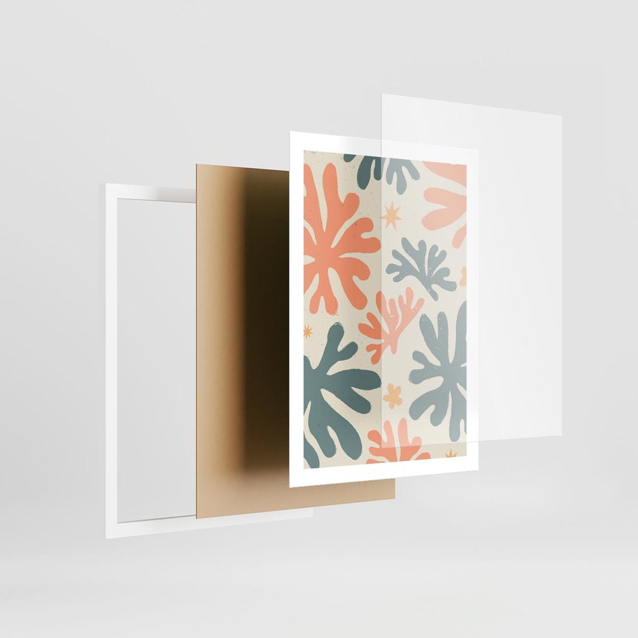 Plakat w ramie 50x70 - Boho Wybuch - boho formy, kształty - rama biała