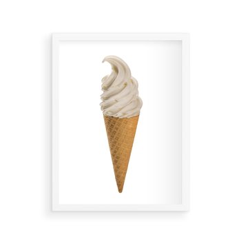 Plakat w ramie 30x40 - Rozkoszna Chłodząca Radość - lody, lód - rama biała