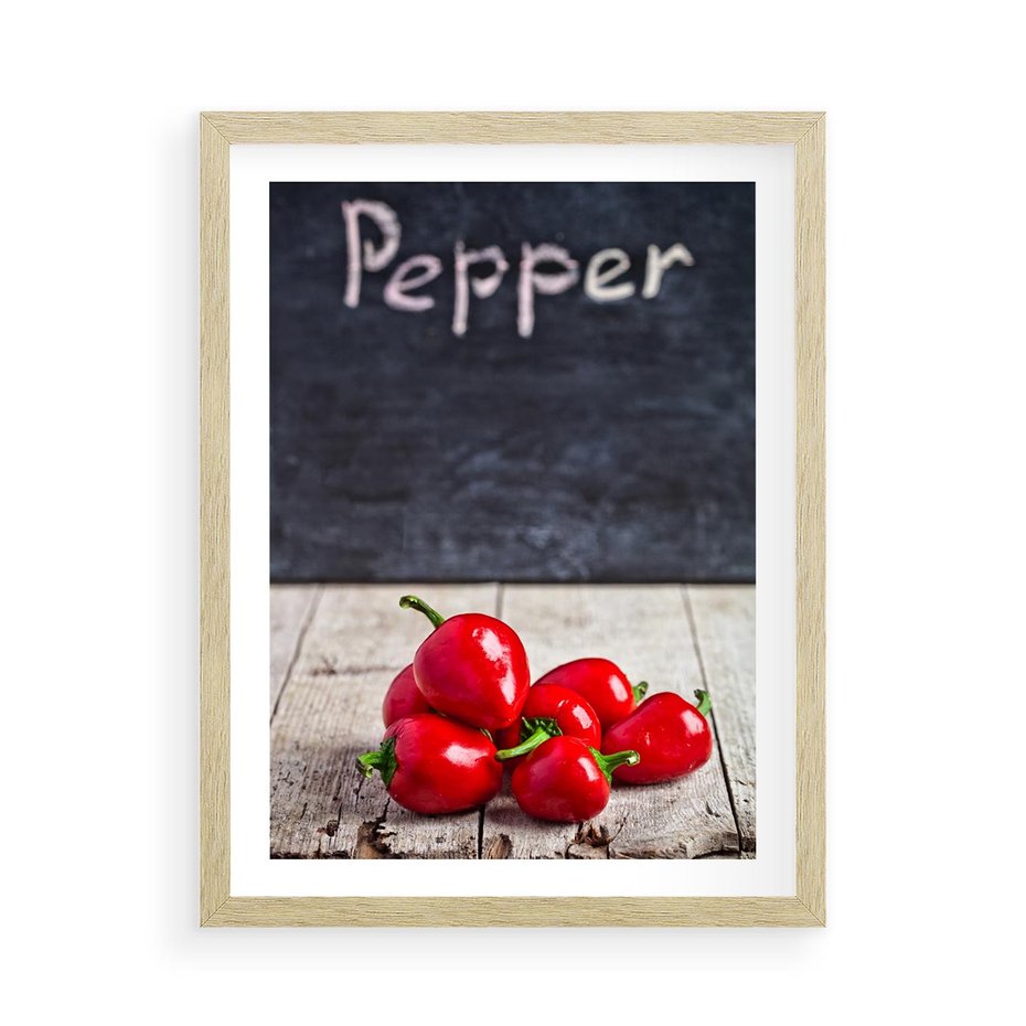 Plakat w ramie 50x70 - Eksploracja smaków - papryka, kuchnia - rama drewno