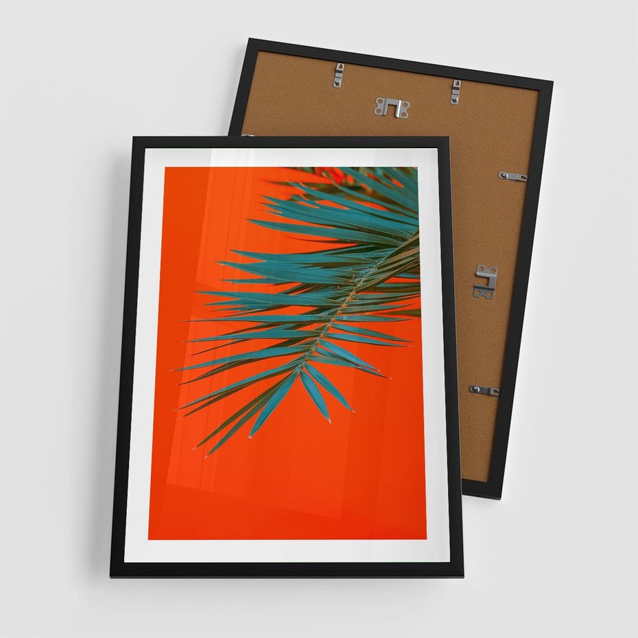 Plakat w ramie 50x70 - Egzotyczny Urok - liście, palma - rama czarna