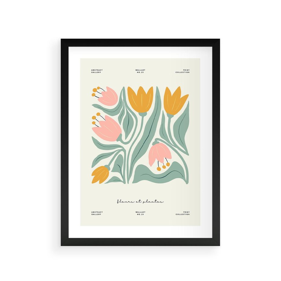 Plakat w ramie 30x40 - Tajemnicza Aura - kwiaty, nowoczesna abstrakcja - rama czarna