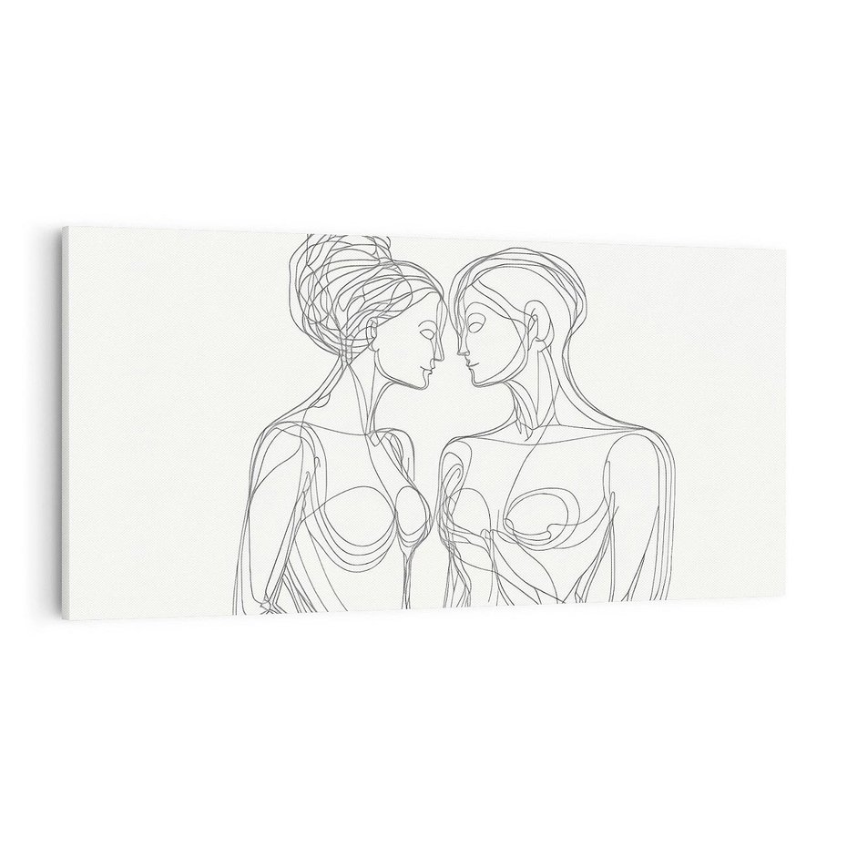 Obraz na płótnie 140x70 - Dialog z cieniami duszy - sztuka one line art, jedna kreska