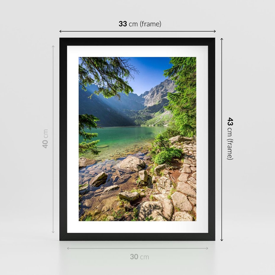 Plakat w ramie 30x40 - Mistyczna Przyroda - góry, jezioro - rama czarna