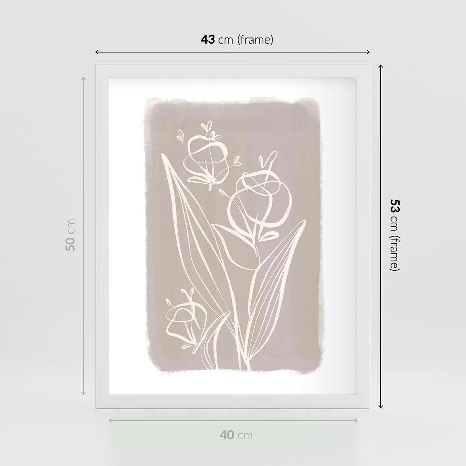 Plakat w ramie 40x50 - Pastelowe Nastroje - nowoczesny subtelny plakat, beżowy - rama biała