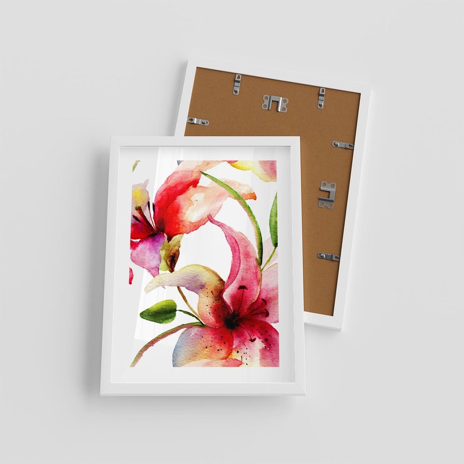 Plakat w ramie 30x40 - Kwiaty w akwareli - delikatne piękno - kwiaty, akwarela - rama biała
