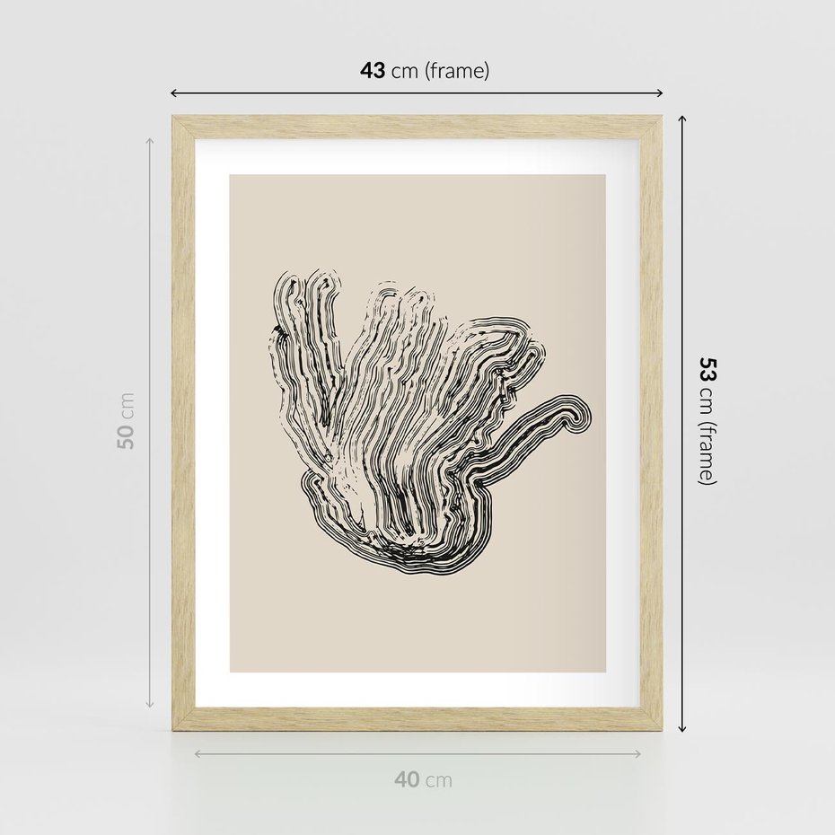 Plakat w ramie 40x50 - Abstrakcyjne Odbicie - abstrakcyjne odbicie, biało czarny - rama drewno