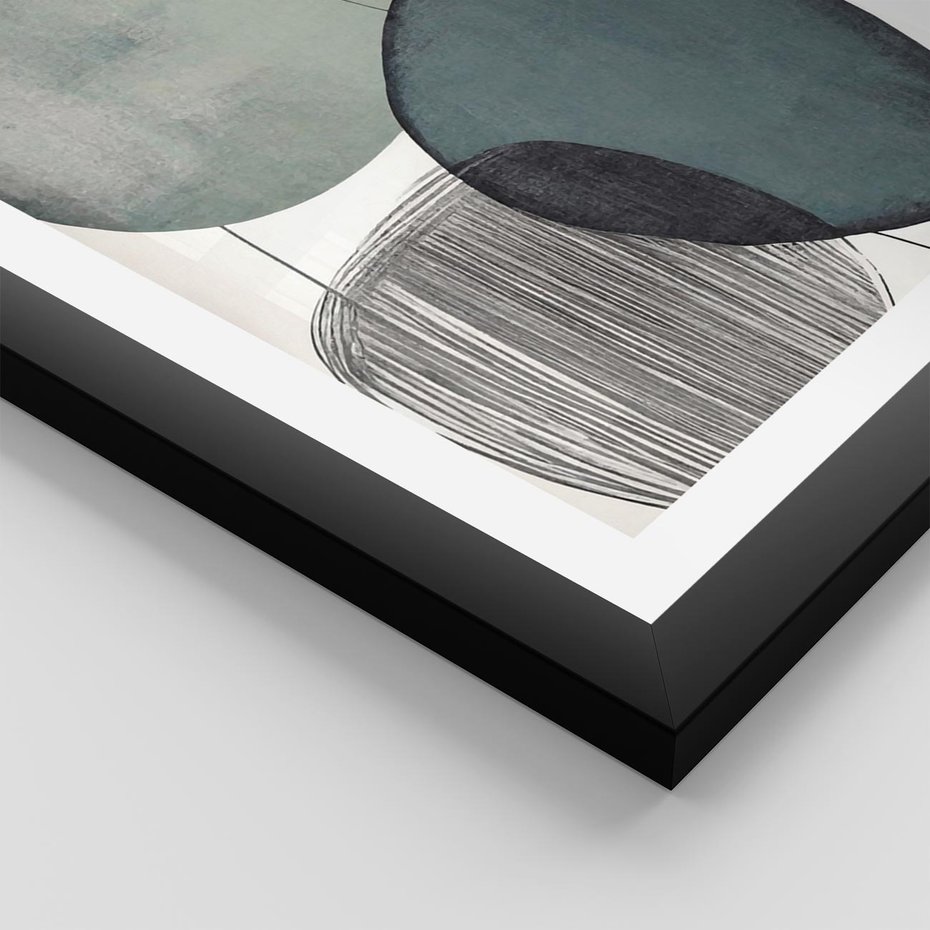 Plakat w ramie 50x70 - Przenikające Formy Duszy - abstrakcyjny obraz, geometryczne obłe formy - rama czarna