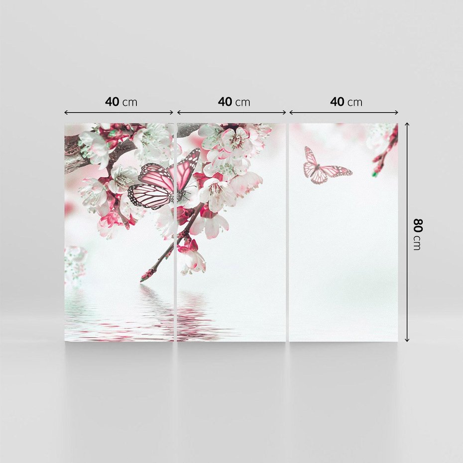 Obraz na płótnie 120x80 - Kwiatowa baśń z motylami - kwiaty, motyle