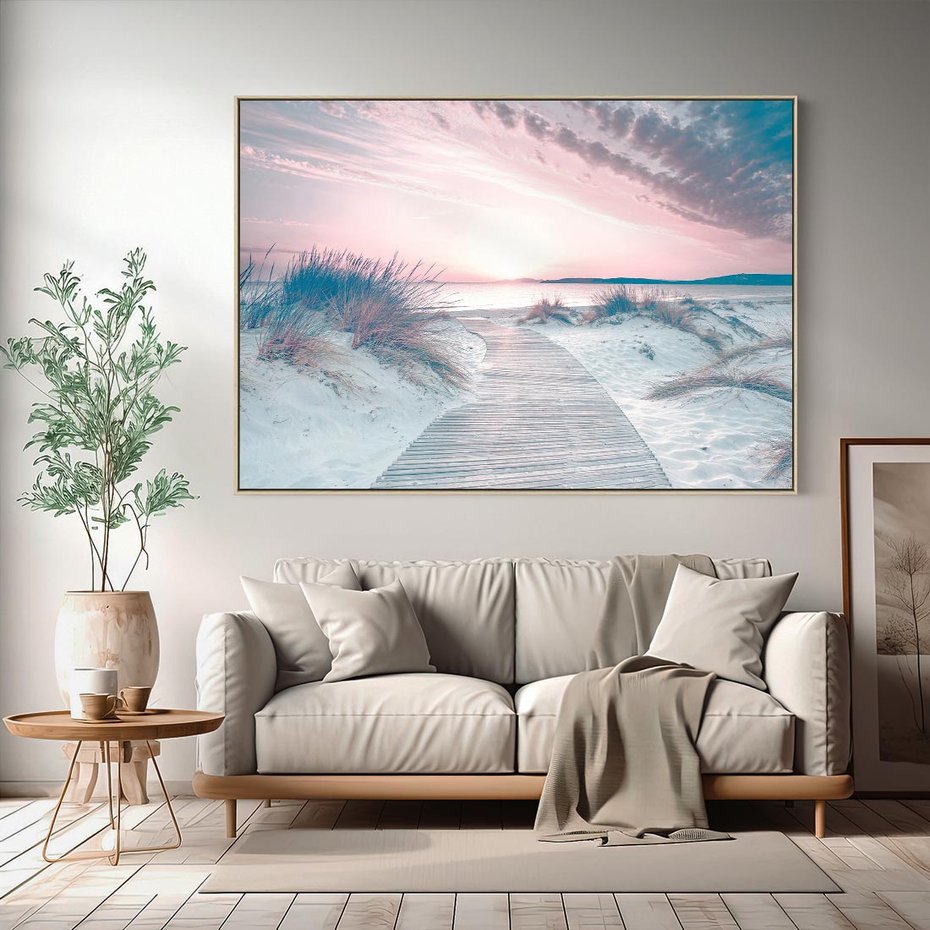 Obraz w ramie 120x80 - Magia Zachodu Słońca - fotografia, stonowane kolory - rama drewno