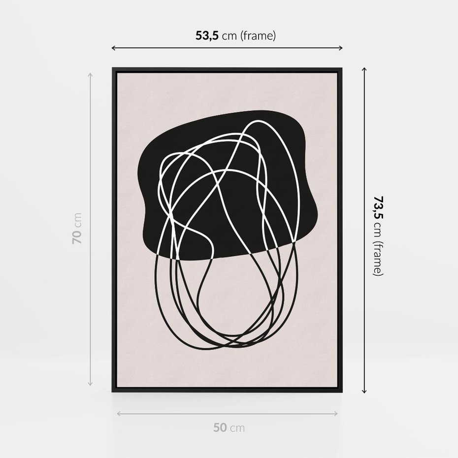 Obraz w ramie 50x70 - Abstrakcyjne Harmonie - abstrakcyjne szkicowane linie, minimalizm - rama czarna