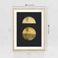 Plakat w ramie 30x40 - Migotliwe Przeniknięcia - złote koła, czarne tło - rama drewno
