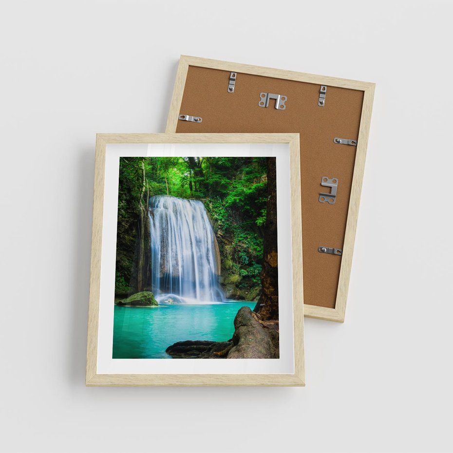 Plakat w ramie 40x50 - : Moc Natury - wodospad, rzeka - rama drewno