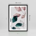 Plakat w ramie 50x70 - Pastelowe Liście w Minimalizmie - pastelowe liście, minimalistyczny obraz - rama czarna