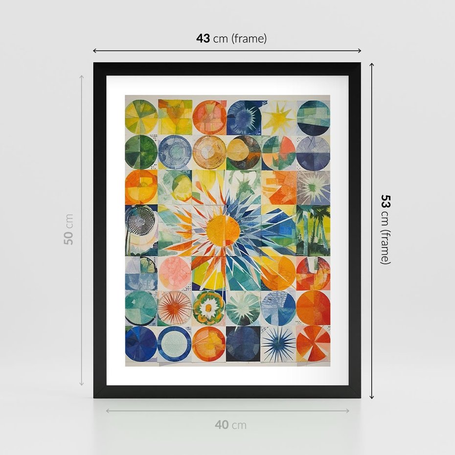 Plakat w ramie 40x50 - Rozkwitające Wzory Abstrakcji - abstrakcyjny obraz, mnogość kolorów - rama czarna
