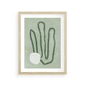 Plakat w ramie 30x40 - Spokojne Kształty Natury - zielona abstrakcja, zgaszona zieleń - rama drewno
